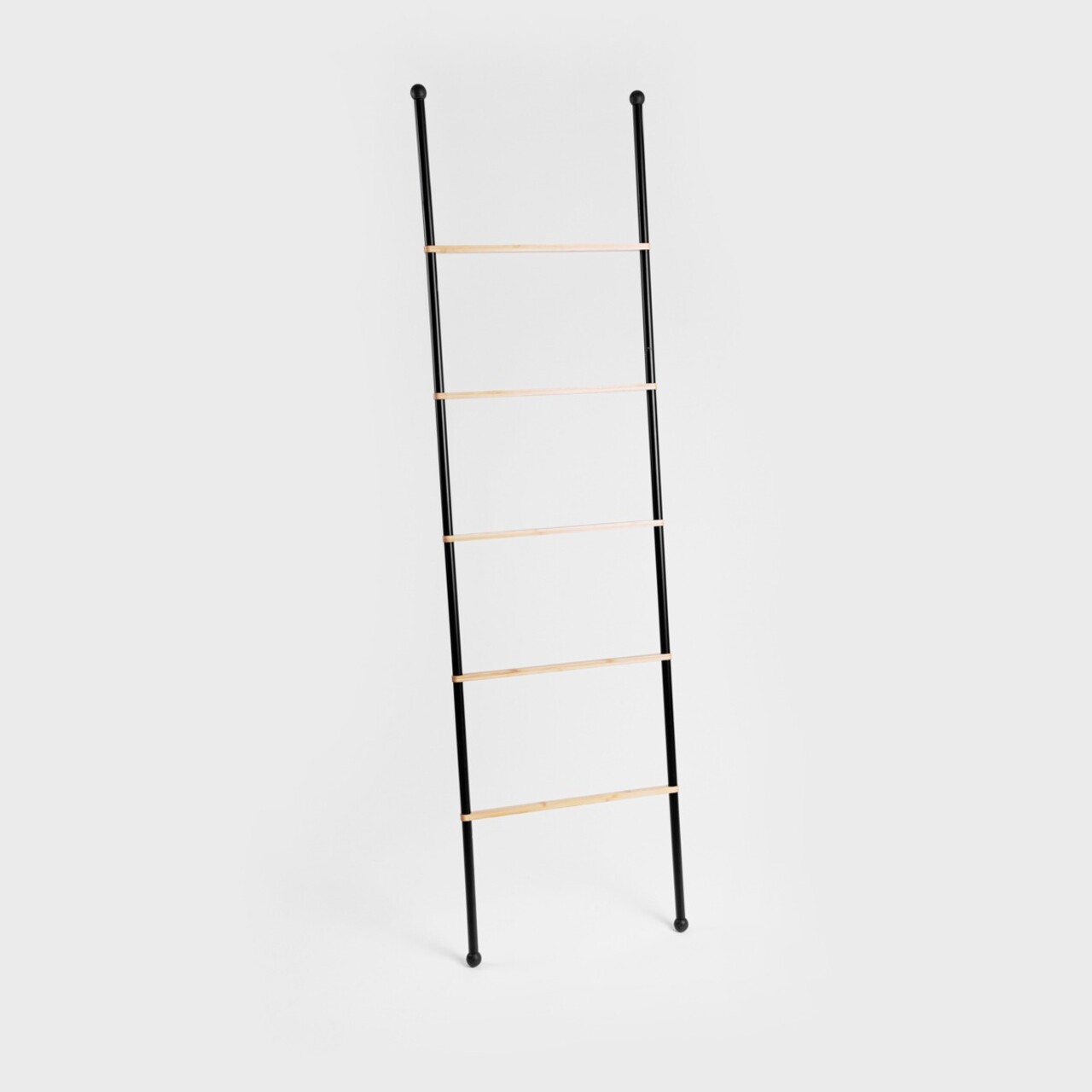 Suport pentru prosoape Taru, Homla, 45x2x159.5 cm, metal/lemn, negru/natur - imagine 4
